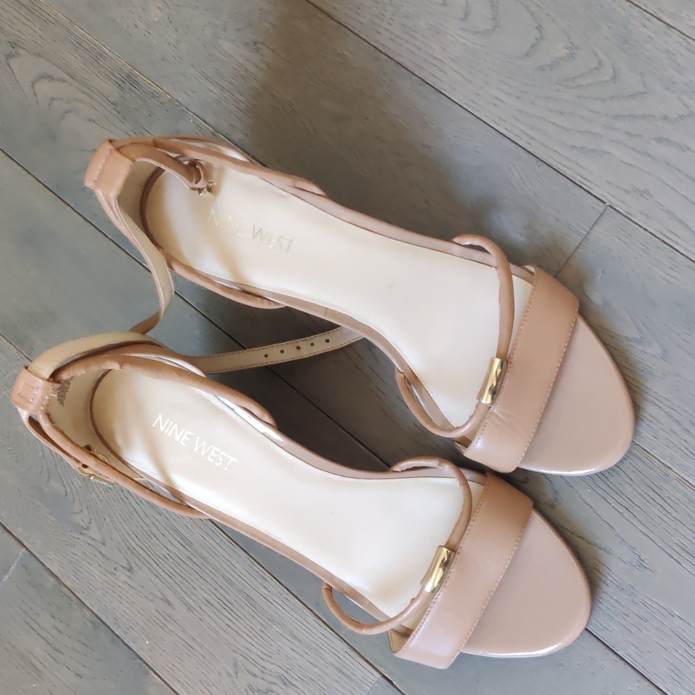 Beige Nine West wedge sandals